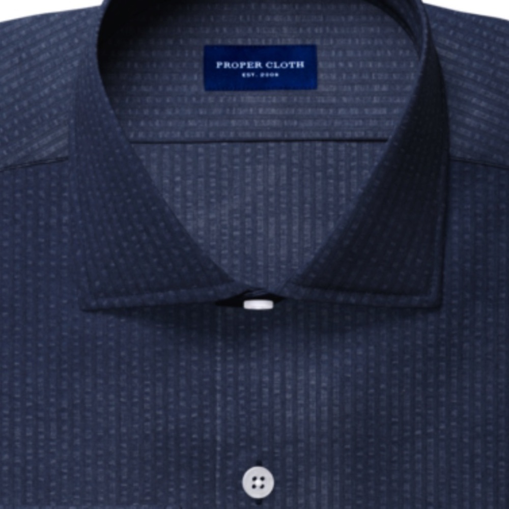 *SOLD* Navy Seersucker Dress Shirt